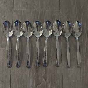 Oneida RATTAN Place/Oval Soup Spoons Stainless Flatware 7" USA Set of 8